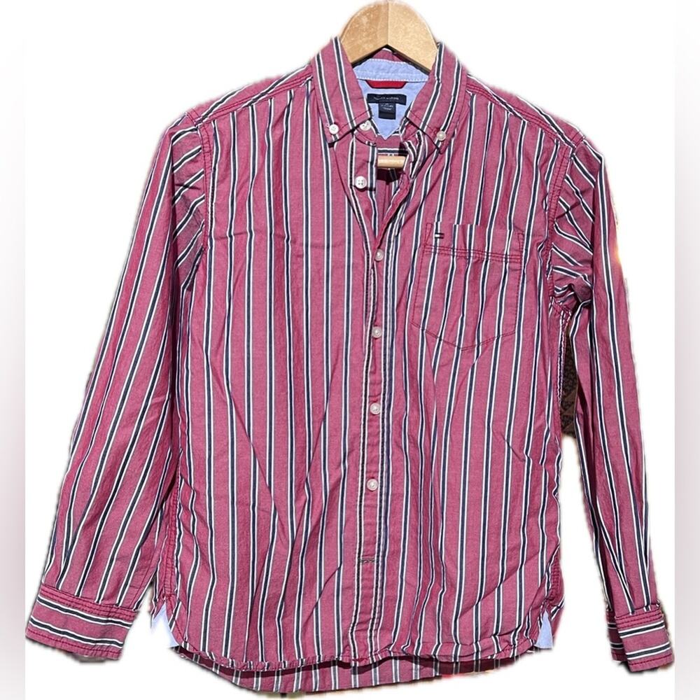 Tommy Hilfiger boys long sleeve button up size medium 12/14 EUC